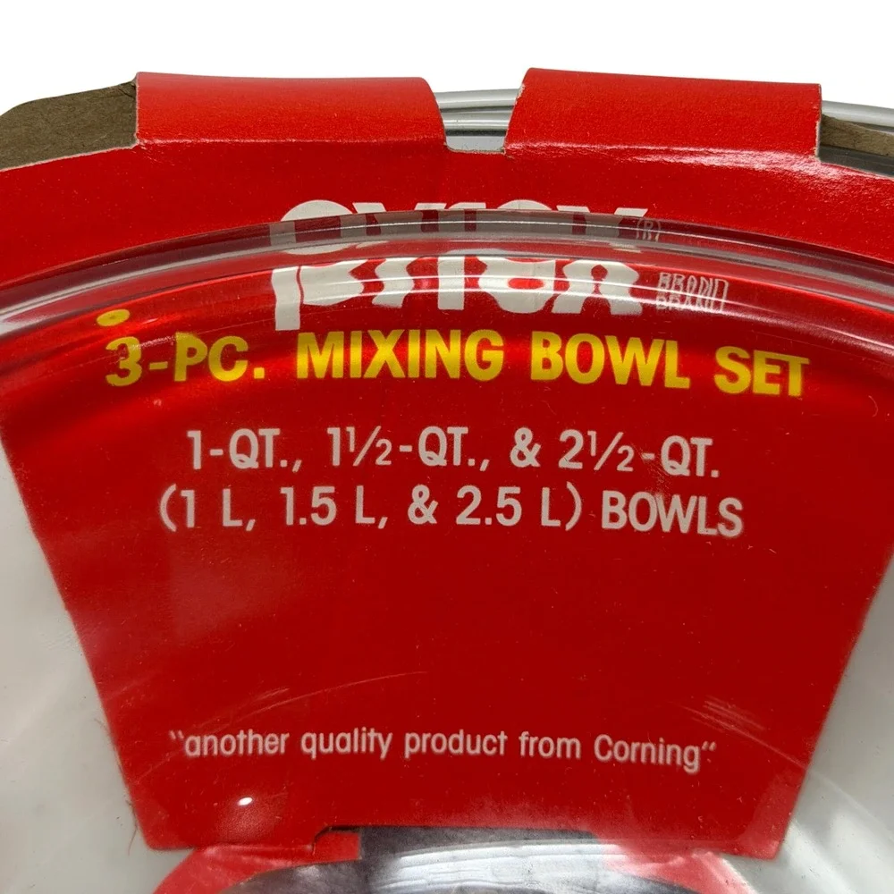 Vintage Pyrex 3 Pc Clear‎ Glass Mixing Bowl Set 1Qt 1.5Qt 2.5Qt Corning